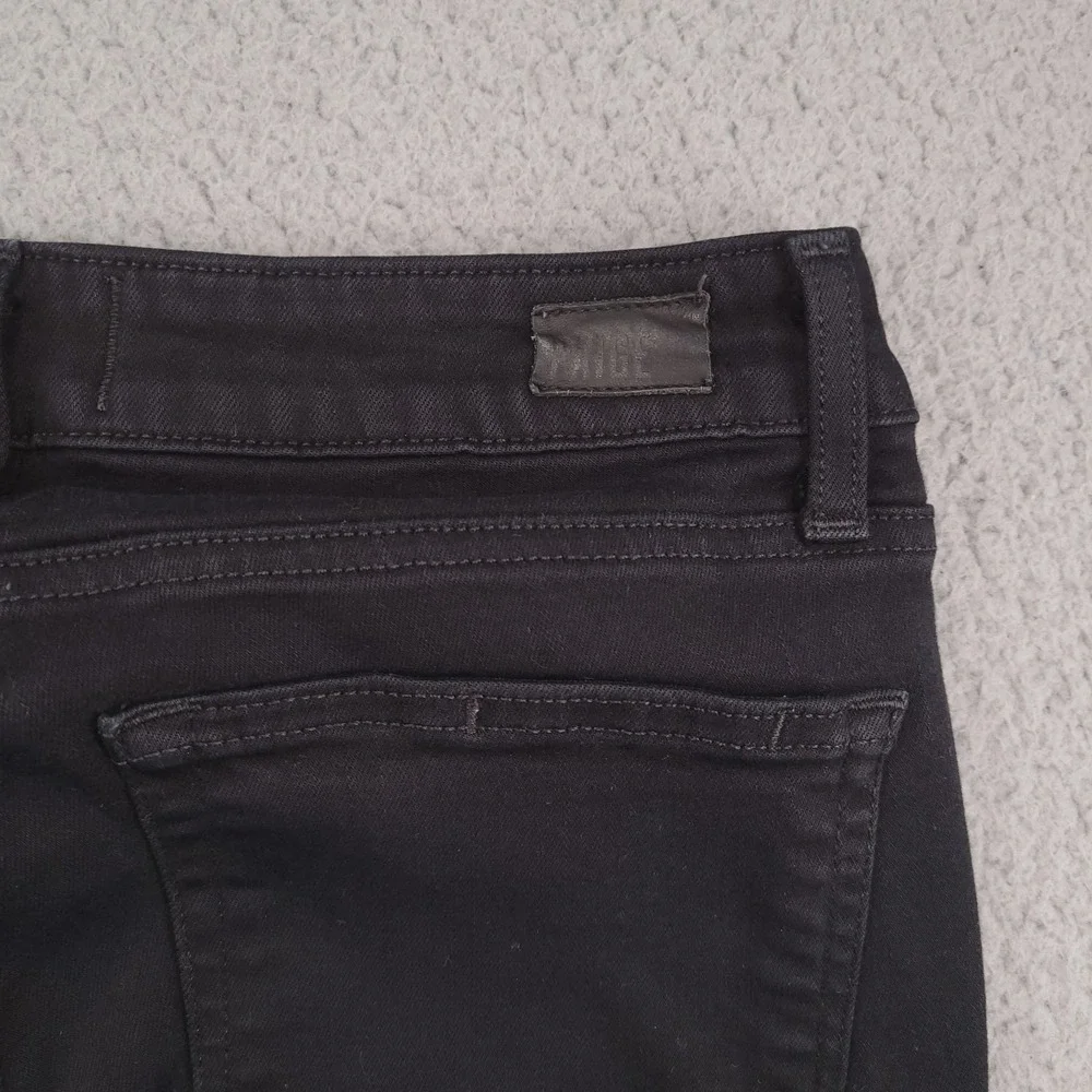 PAIGE Jeans Size 27 Skyline Straight Low Rise Black Stretch Denim 27x33